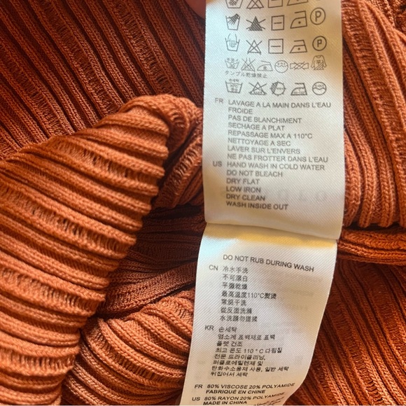 Sandro 3/4 Sleeve Ribbed V Neck Burnt Orange Sweater Size 1 (US Small) - Picture 15 of 16